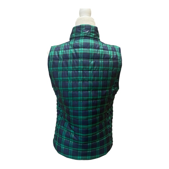 Vineyard Vines Womens Plaid Puffer Sleeveless Vest Size Small Green Blue Preppy - Picture 4 of 8